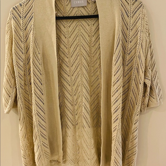 Tan net half sleeves cardigan. - Picture 2 of 2